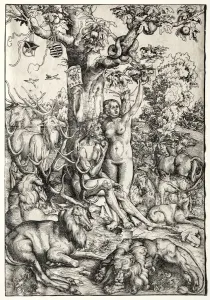 Lucas Cranach Prints: Adam and Eve in Paradise, 1509. Creator: Lucas Cranach (German, 1472-1553)