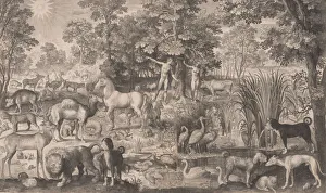 Bruyn Nicolaes De Prints: Adam and Eve in Paradise, 1631. 1631. Creator: Nicolaes de Bruyn