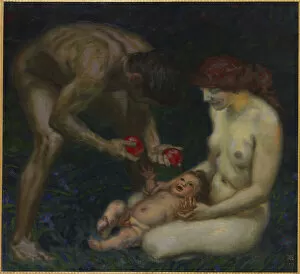 Expulsion From The Paradise Collection: Adam and Eve (The Family), 1912. Creator: Stuck, Franz, Ritter von (1863-1928)
