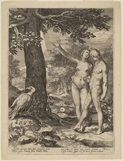 Bloemaert Abraham Prints: Adam and Eve before the Tree of Knowledge, 1604. Creator: Jan Saenredam