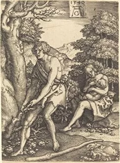 Garden Of Eden Gallery: Adam and Eve at Work, 1540. Creator: Heinrich Aldegrever