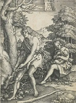 Expulsion Prints: Adam and Eve at work. From: The story of Adam and Eve, 1540. Creator: Heinrich Aldegrever
