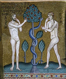 Expulsion From The Paradise Collection: Adam und Eva. The Fall, 1140-1170. Creator: Byzantine Master