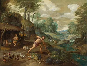 Expulsion From The Paradise Prints: Adam working in the Field. Creator: Brueghel, Jan, the Younger (1601-1678)