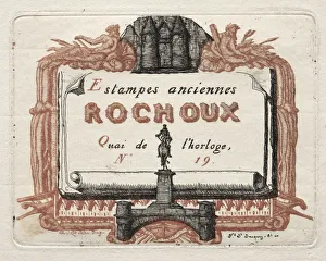 Charles Meryon French Prints: The Address Card of Rochoux, a Printseller