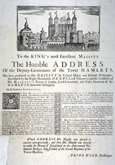 Address Prints: Address to the King of England from the deputy lieutenants of Tower Hamlets, c1760