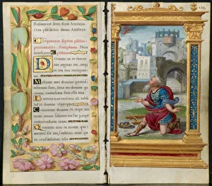 Tempera And Liquid Gold On Vellum Prints: Adjoining Leaves from a Book of Hours: Penitential Psalms and King David in Prayer