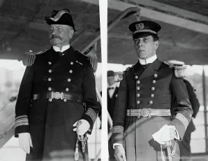 Rear Admiral Prints: Adm. Badger and Cmd'r. Quevedo, 1913. Creator: Bain News Service