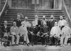 Squadron Prints: Admiral Cervera and his principle officers including Captain Eulate, c1910