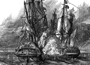 Admiral George Anson in the Centurion taking a Spanish galleon off the Philippines, 1743