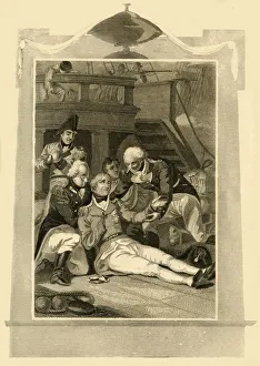1st Baronet Gallery: Admiral Lord Nelson mortallly wounded on the Victory at the Battle of Trafalgar, (1805), 1816
