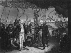 Admiral de Winter resigning his sword on board the Venerable, 11 October 1797 (c1857) Admiral de Winter resigning his sword on board the Venerable, 11 October 1797 (c1857)