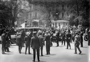 Maine Memorial Prints: Admirals at City Hall, 1913. Creator: Bain News Service