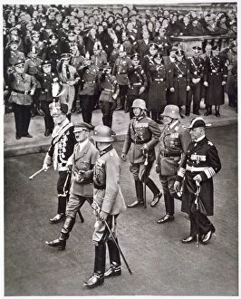Adolf Hitler Collection: Adolf Hitler and leaders of the armed forces at the Heroes Memorial ceremony, 17th March 1935