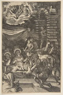 Giulio Gallery: Adoration, ca. 1550-65. Creator: Giulio Bonasone