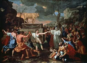 Images Dated 15th June 2010: The Adoration of the Golden Calf, c1635. Artist: Nicolas Poussin