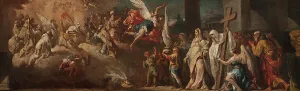 Winged Figures Prints: The Adoration of the Lamb. Study, early-mid 18th century. Creator: Gaspare Diziani