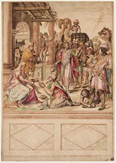 Magi Prints: Adoration of the Magi, after 1546. Creator: School of Clovio