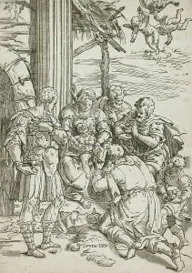 Andrea Andriano Prints: Adoration of the Magi, between 1580 and 1610. Creator: Andrea Andreani