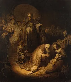 Nativity Prints: The Adoration of the Magi, 1632. Creator: Rembrandt Harmensz van Rijn
