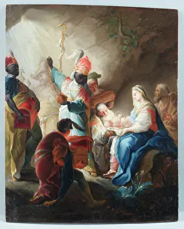 Adoring Prints: Adoration of the Magi, after 1733. Creator: Unknown