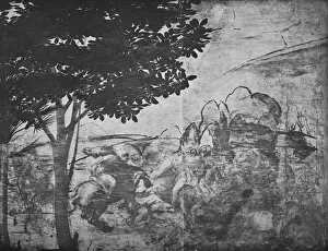 Adoration of the Magi - Battle of horsemen in the distance on the right, c1481 (1945). Artist: Leonardo da Vinci