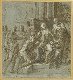 Brown Wash Prints: The Adoration of the Magi, c.1525. Creator: Biagio Pupini