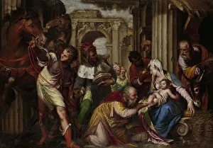 Balthasar Prints: The Adoration of the Magi, c.1585. Creator: Paolo Farinati