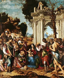 Balthasar Prints: The Adoration of the Magi, ca 1516-1518. Creator: Cesare da Sesto (1477-1523)