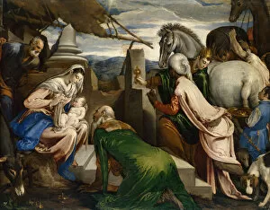 The Adoration of the Magi, ca 1555. Artist: Bassano, Jacopo, il vecchio (ca. 1510-1592)