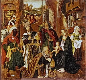 Images Dated 15th April 2011: Adoration of the Magi (Epiphany) by Bartolome Bermejo