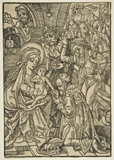 Biblical Character Collection: The Adoration of the Magi (Schr. 100), 15th century. 15th century. Creator: Anon