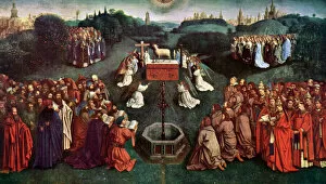 Adoration Gallery: The Adoration of the Mystic Lamb, The Ghent Altarpiece, 1432, (c1900-1920).Artist: Jan van Eyck