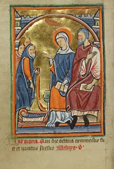 Manger Prints: Adoration of the Shepherds, about 1190-1200; text added about 1480-1490. Creator: Unknown
