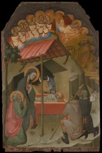 Swaddled Prints: The Adoration of the Shepherds, 1374. Creator: Bartolo di Fredi