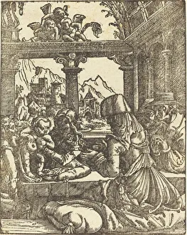 Altdorfer Albrecht Prints: The Adoration of the Shepherds, in or after 1520. Creator: Albrecht Altdorfer
