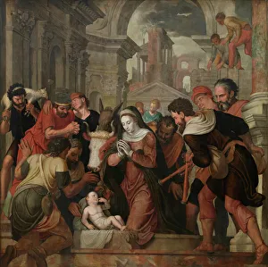 Bethlehem Prints: The Adoration of the Shepherds, 1555. Creator: Lambert van Noort