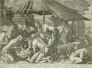 Manger Prints: Adoration of the Shepherds, 1599. Creator: Johann Sadeler I