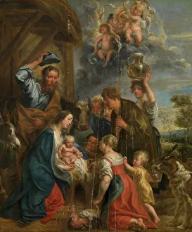 Adoration Prints: The Adoration of the Shepherds, 1653. Creator: Jacob Jordaens I