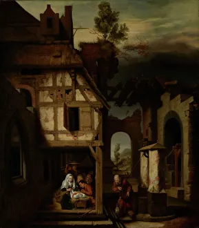 Manger Prints: Adoration of the Shepherds, about 1660. Creator: Nicolaes Maes