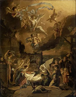 Manger Prints: The Adoration of the Shepherds, 1663. Creator: Abraham Hondius