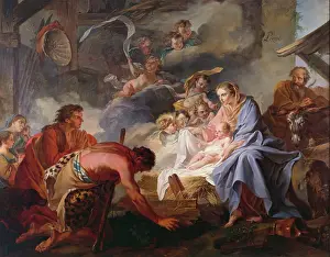 Showing Prints: The Adoration of the Shepherds, 1745. Creator: Jean Baptiste Marie Pierre