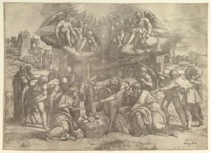 Veneziano Battista Franco Gallery: The Adoration of the Shepherds with angels overhead, ca. 1530-61
