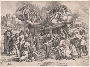 The Adoration of the Shepherds, c. 1552. Creator: Battista Franco (Italian, c. 1510-1561)
