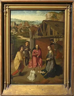 Budapest Collection: The Adoration of the Shepherds, ca 1485. Creator: David, Gerard (ca. 1460-1523)