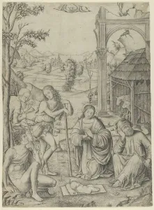 Raimondi Marcantonio Prints: The Adoration of the Shepherds, ca. 1504. Creator: Marcantonio Raimondi