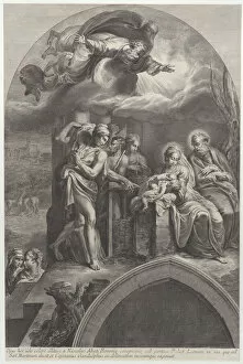 Breastfeeding Gallery: The Adoration of the Shepherds, with God the Father overhead, 1754-1802. Creator: Gaetano Gandolfi