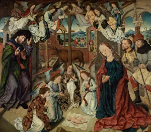 Winged Figures Prints: The Adoration of the Shepherds, late 15th-early 16th century. Creator: Aelbert Bouts