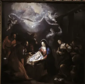 Adoration Prints: Adoration of the Shepherds, oil Painting by Francisco Camilo
