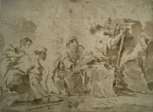 Guardet Francesco Prints: Adoration of the Shepherds (recto); Three Sketches: Buildings by Canal with